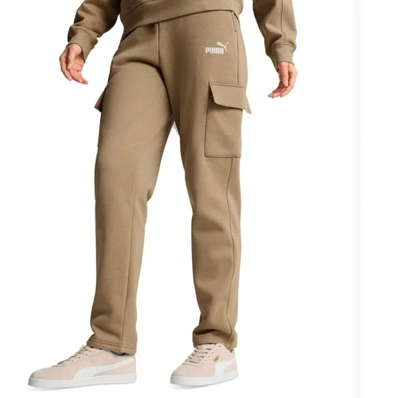 PUMA WOMENS ESSENTIAL CARGO FLEECE PANTS SIZE LARGE IN OAK BRANCH - Picture 2 of 14